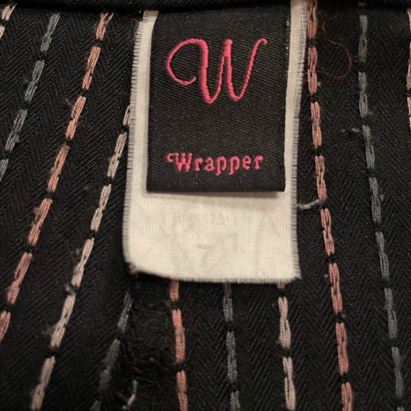 Vintage 90s 2000s Wrapper Wide Leg Dress Pants Jrs Sz 7 Black Embroidered Blocks - Picture 3 of 11